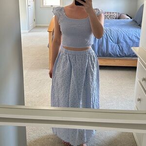 Women’s Light Blue Eyelet Maxi Skirt & Top